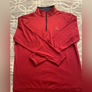 Rhoback Mens Performance Quarter Zip Q-Zip Solid Red Medium M